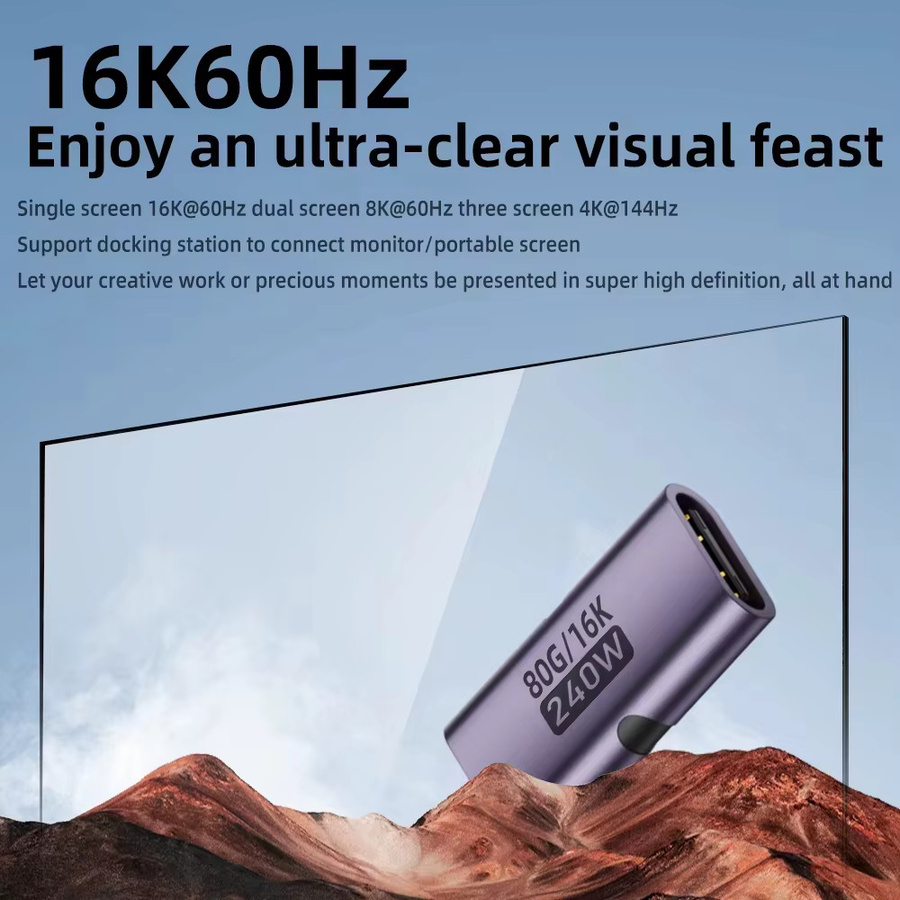 MOSHOU USB4 USB-C Adapter Buchse auf Buchse in Silber mit 80 Gbit/s, 240W PD Schnellladung und 8K@60Hz Unterstützung für MacBook und iPad Pro - Bild 4