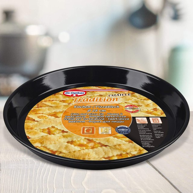 Dr. Oetker Pizzablech Tradition aus Emaille, Schwarz, Durchmesser: 28 cm - Bild 1