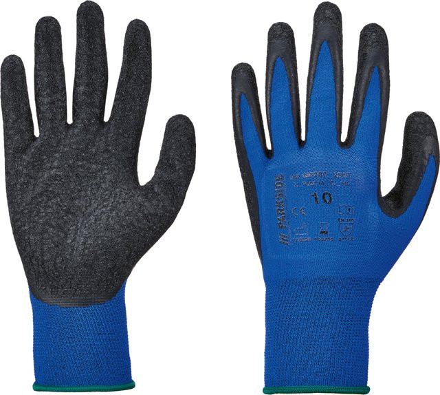 Parkside Arbeitshandschuhe Latex Blau Größe 10 mit EN 388 Schutznorm - Bild 1