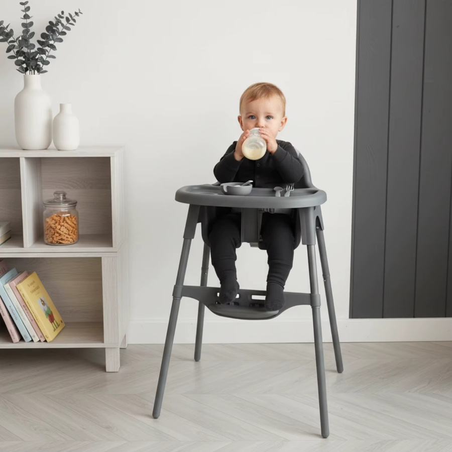 YALION Babyhochstuhl mit Tablett in Grau, höhenverstellbarer Fütterungsstuhl für Babys von 6 bis 36 Monaten - Bild 5