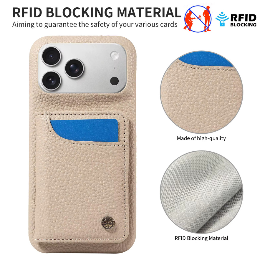 EAACAA Kunstleder-Handyhülle für iPhone als stoßfeste Brieftasche mit Ständer in Beige - Bild 2