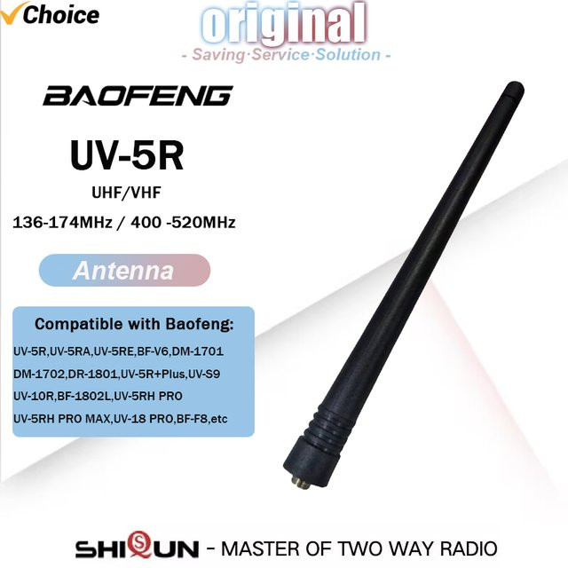 Baofeng UV-5R Dual Band Antenne mit SMA-Buchse für VHF/UHF Walkie Talkies in Schwarz - Bild 1