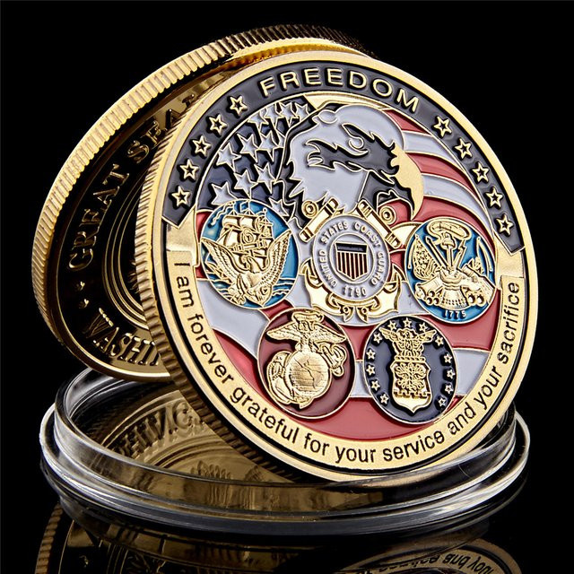 SMJY Challenge Coin Collection Freedom Eagle Gold Plate aus Metall für USA Navy USAF USMC Army Coast Guard - Bild 1