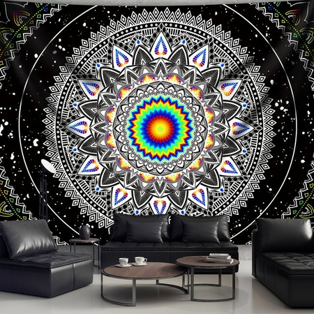 VIKAMA Boho Mandala Wandteppich in Multicolour mit geometrischem Design, Breite: 60 cm, Höhe: 60 cm