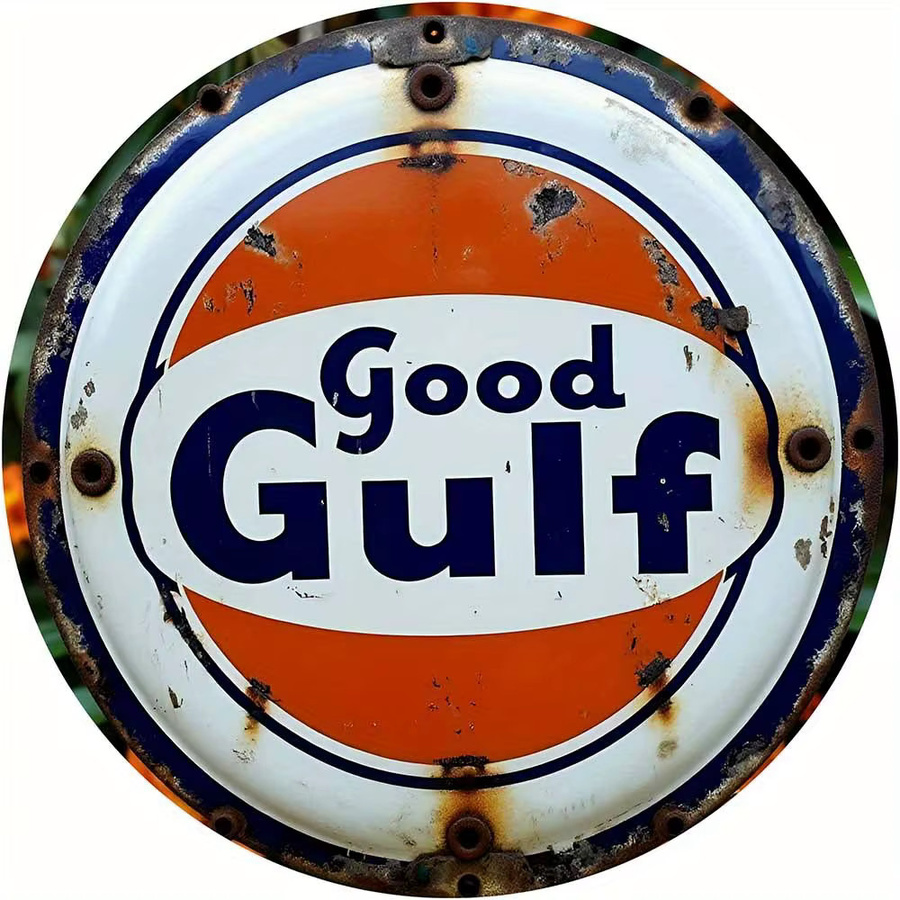 Rundes Aluminium-Wandschild Potdemiel Vintage Design Good Gulf, Durchmesser: 20,32 cm, Multicolour - Bild 5