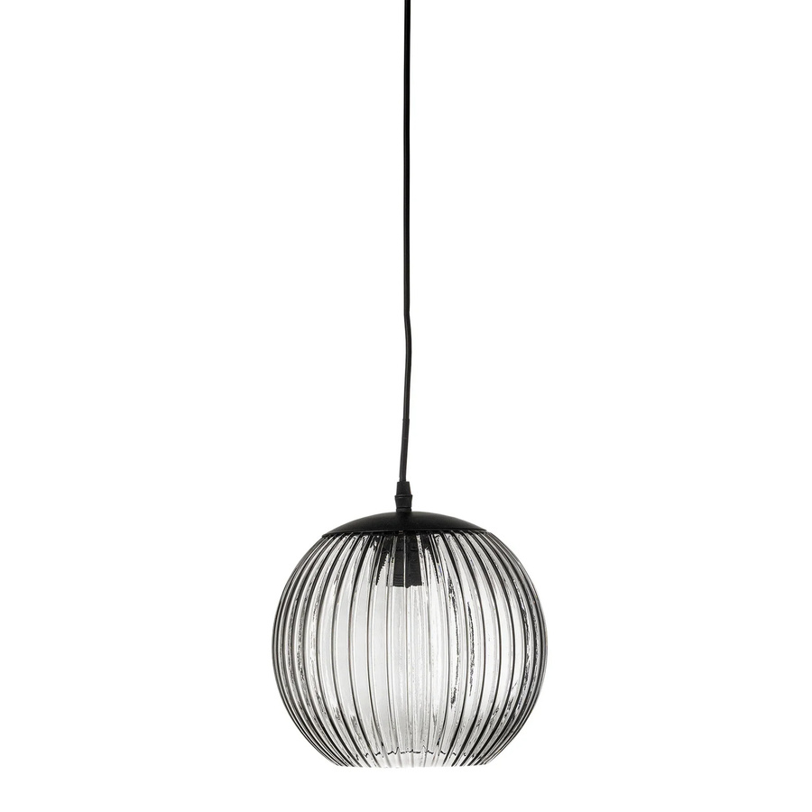 Bloomingville Glas-Hängelampe Sybia in Grau mit Metall, Durchmesser: 23 cm, Höhe: 29 cm - Bild 1