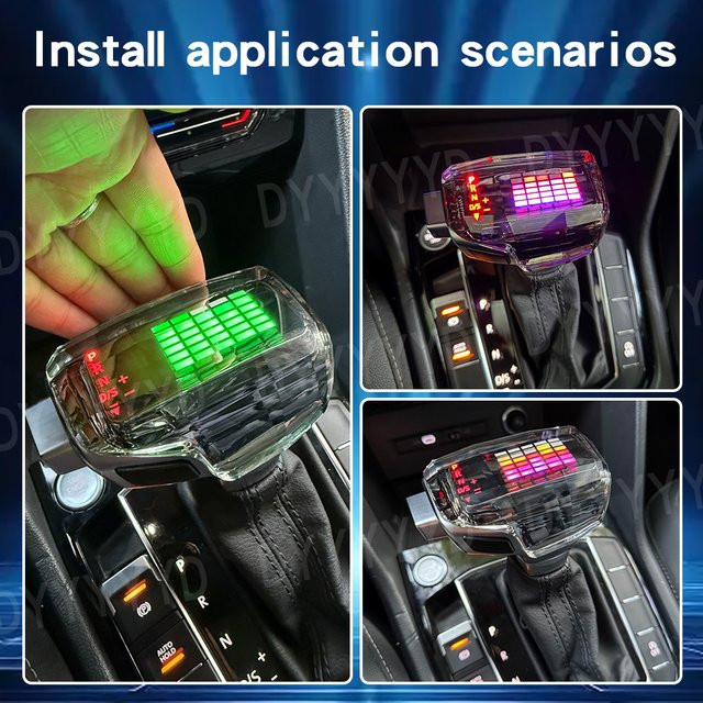 DEXINGTE Kristall-Schaltknauf mit LED-Beleuchtung für Audi, VW Passat, Golf, Tiguan, Skoda Octavia, CC, DSG-Schalthebel, transparent - Bild 1