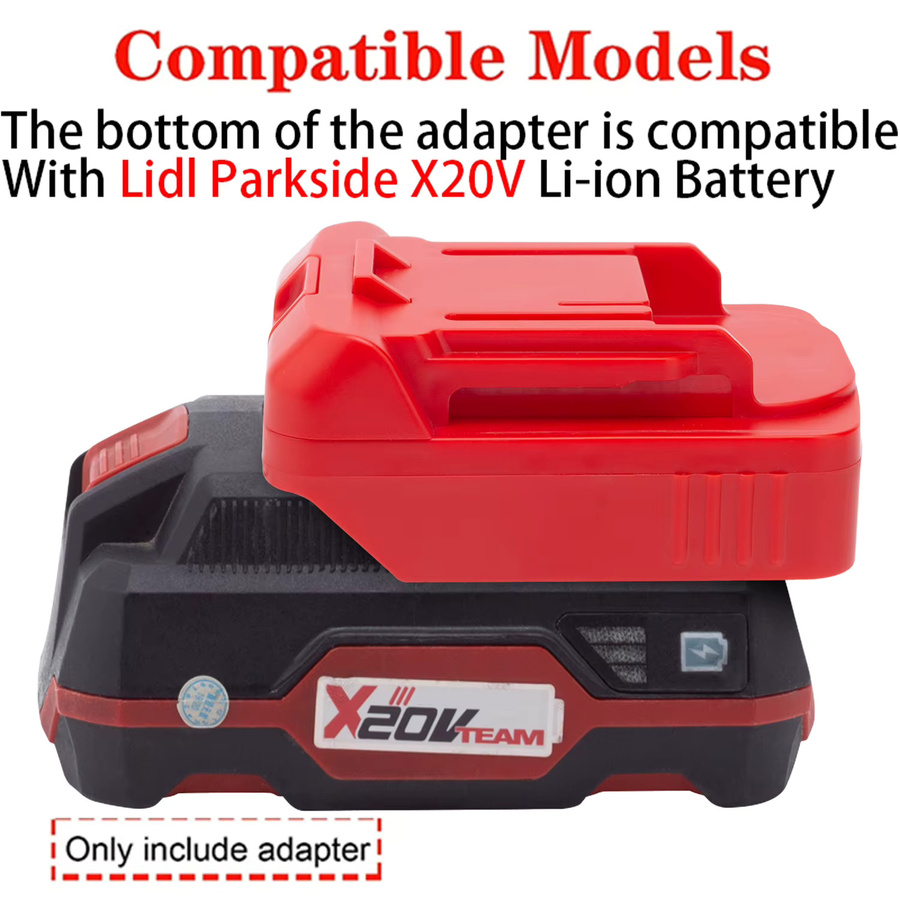 Adapter für Makita 18V LXT Li-Ionen-Werkzeug zu Lidl Parkside X20V Li-Ionen-Akku Konverter in Rot - Bild 2
