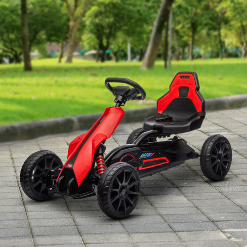 HOMCOM Gokart Kinderfahrzeug Tretauto mit verstellbarem Sitz ab 3 - 8 Jahren in Rot - Bild 6