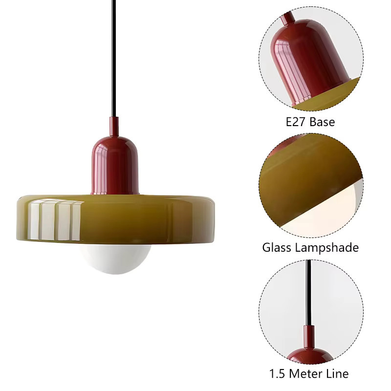 HAULVANG Pendelleuchte im skandinavischen Design, bunte E27 Hängelampe für Küche und Flur, Zylinderform - Bild 3
