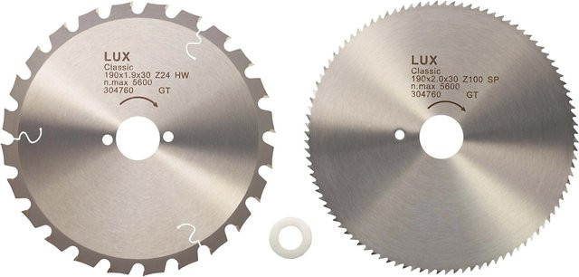 LUX-TOOLS Kreissägeblatt-Set für Holz, 2-teilig, silber, Ø 190 mm, carbide tipped - Bild 1