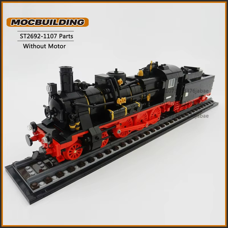 MOCBUILDING Dampf-Lokomotive Modellbausatz aus Kunststoff in Schwarz als DIY Montage Spielzeug für Sammler und Technik-Fans - Bild 3