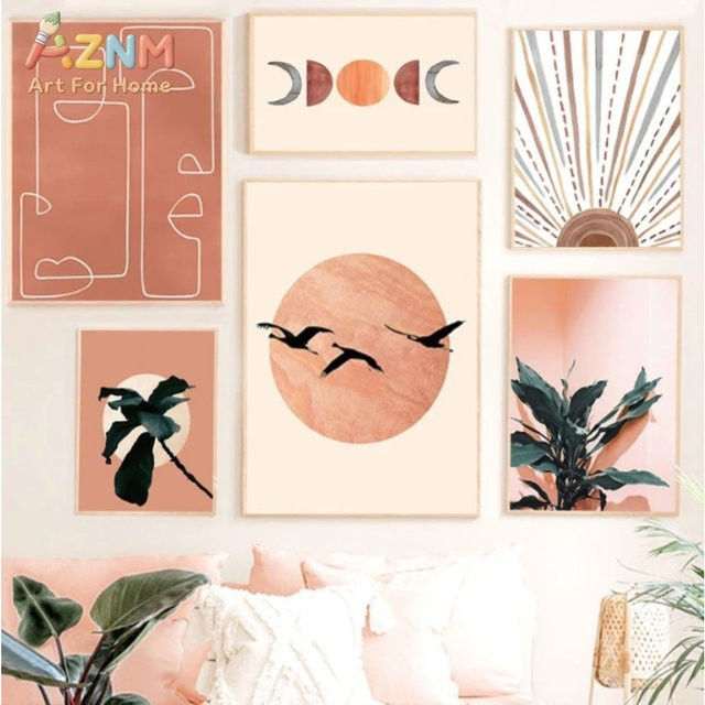 AZNM Moderne Abstrakte Kunst Pflanzen Leinwandgemälde Poster Wanddekoration Mehrfarbig - Bild 1