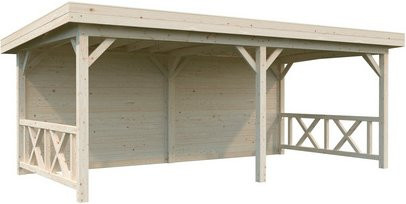 PALMAKO Pavillon Lenna Set 308 aus Fichtenholz mit Flachdach, braun, B/H/T: 588 x 245 x 300 cm - Bild 1