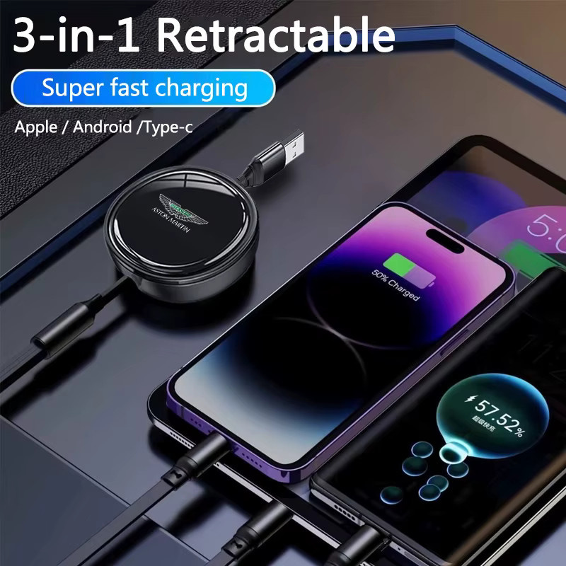 3-in-1 100 W USB Typ C Schnellladegerät Micro-Datenkabel Zubehör für Aston Martin DBS Superleggera DB5 DB9 One-77 Vanquish Valour - Bild 2