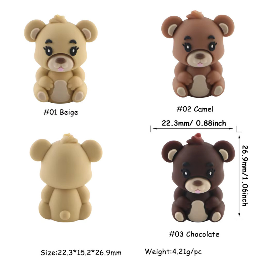sunrony Silikon Perlen, Teddybär, Ziege, beige, DIY Zubehör - Bild 2