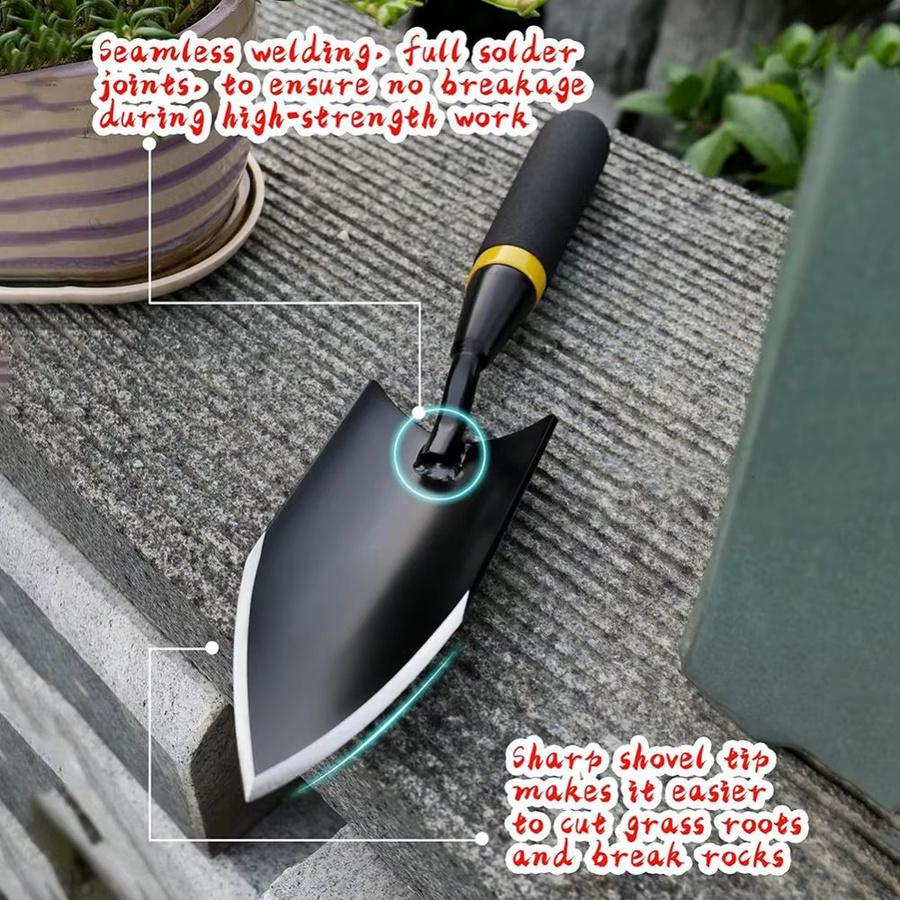 Robuste Gartenschaufel aus Manganstahl mit ergonomischem Gummigriff in Schwarz - Bild 3