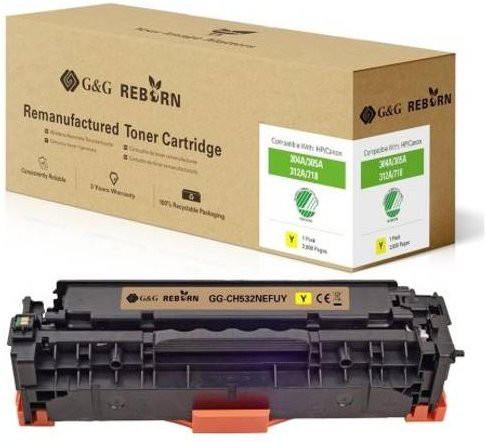 G&G Toner Cartridge Gelb Kompatibel mit HP und Canon 304A 305A 312A 718Y Remanufactured mit 2800 Seiten Reichweite - Bild 1