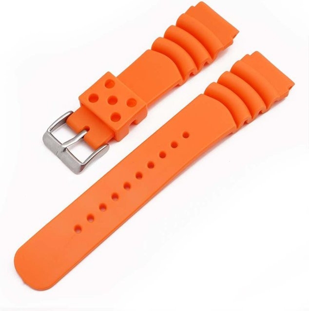 Leqingshi Uhrenarmband Silikon, Orange, Unisex, 22mm - Bild 1