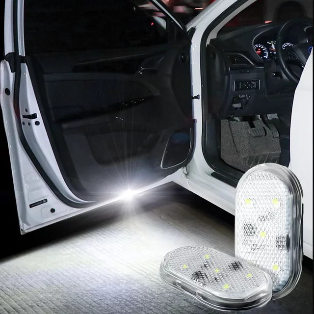 2er-Pack USB-aufladbare LED Auto-Türbeleuchtung mit Magnet und Schalter in Weiß - Bild 1