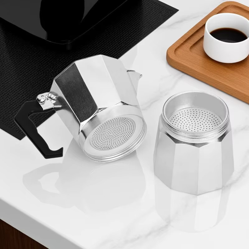 RSCHEF Moka-Kanne aus Aluminium in Silber für Espresso und klassischen Kaffee - Bild 4