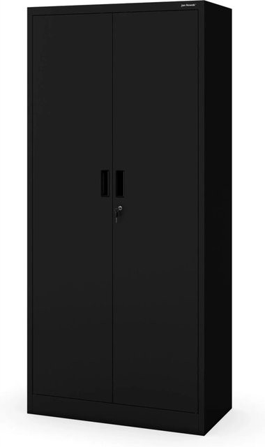 Jan Nowak Aktenschrank Jan Compact aus Metall in Schwarz mit Zylinderschloss und verstellbaren Einlegeböden, H x B x T: 175 x 80 x 40 cm - Bild 1