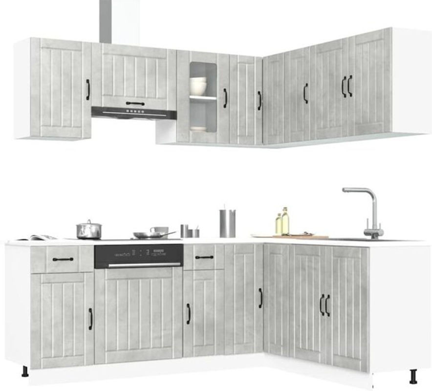 11-tlg. Küchenschrank-Set Lucca Küchenzeile im Landhausstil von vidaxl in Grau - Bild 1