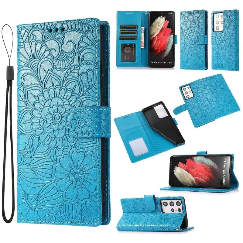 Leder-Handyhülle für Samsung Galaxy S22 bis S26 Ultra und A-Serie als Brieftasche mit Kartenhalter in Pink - Bild 1