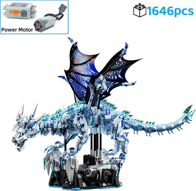 FUNXINEE Ice Dragon Bricks, Bausatz, 1676 Teile, leuchtende Augen, bewegliche Gelenke - Bild 1