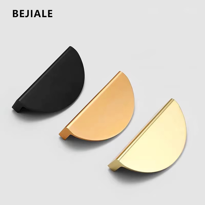 TOP KNORR Möbeltürgriff Halbkreisgriff aus Aluminiumlegierung in Gold und Schwarz - Bild 2