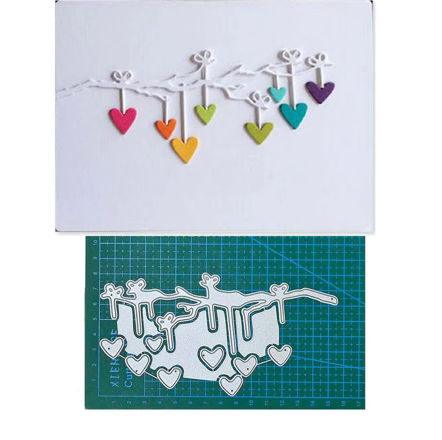 Metall Stanzform Herzbogen mit Knoten für Papierhandwerk und Sammelalben in Silber - Bild 2