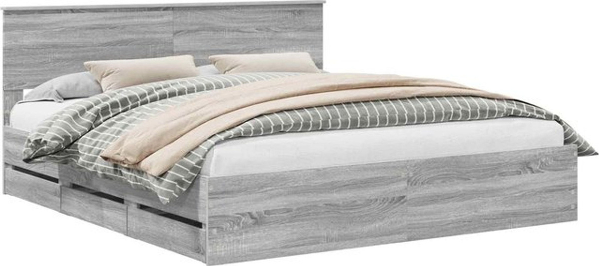 Modernes Funktionsbett vidaXL aus Holzwerkstoff in Grau, B/T/H: 180 x 200 x 90 cm - Bild 1