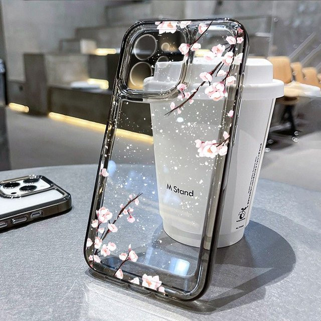 Transparente Silikon-Schutzhülle mit floralem Design für Apple iPhone Modelle - Bild 1