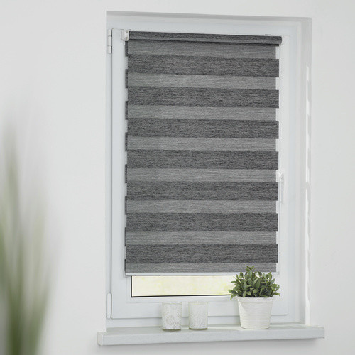 Lichtblick Duo-Rollo Klemmfix gestreift aus Polyester, Farbe: Dunkelgrau, B: 45 cm, H: 150 cm - Bild 2