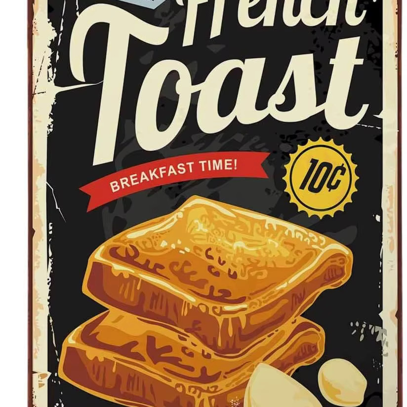 Swono Vintage Blechschild Wanddekoration French Toast Frühstücksmotiv, Mehrfarbig, B: 20,0 cm, H: 14,0 cm - Bild 2