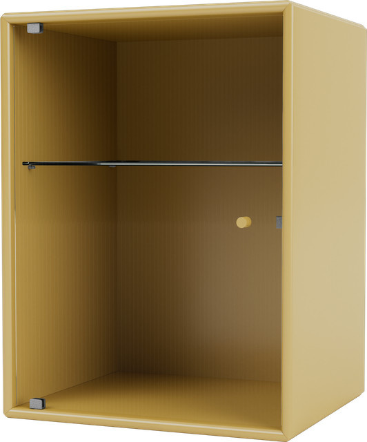 Montana Ripple Badezimmerschrank mit Glastüren und internen Regalen in Weiß, Braun oder Gelb - Bild 1
