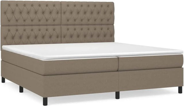 vidaXL Boxspringbett Hybrid mit Matratze und Taschenfederkern, Farbe: Taupe/Beige/Grau, B/T/H: 200 x 200 x 128 cm - Bild 1
