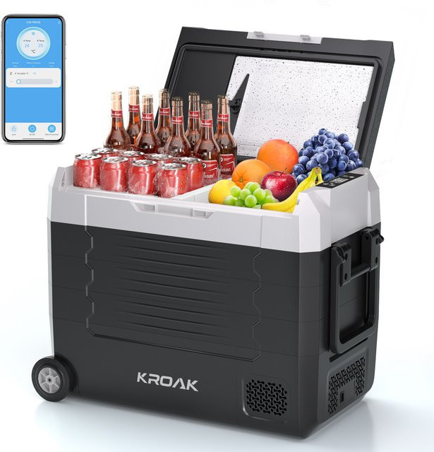 KROAK Dual-Zone Auto-Kühlschrank Kompressor-Kühlbox Tragbarer Gefrierschrank für Camping und Reisen 12V/24V DC 100-240V AC - Bild 1
