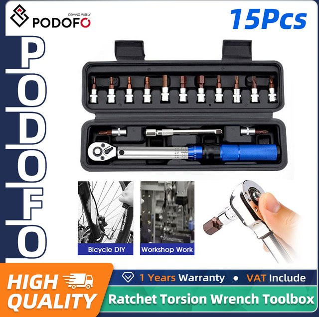 Podofo 2-teiliges Drehmomentschlüssel-Set mit Ratsche, einstellbarer Bereich von 2 bis 24 NM für die mechanische Wartung - Bild 1