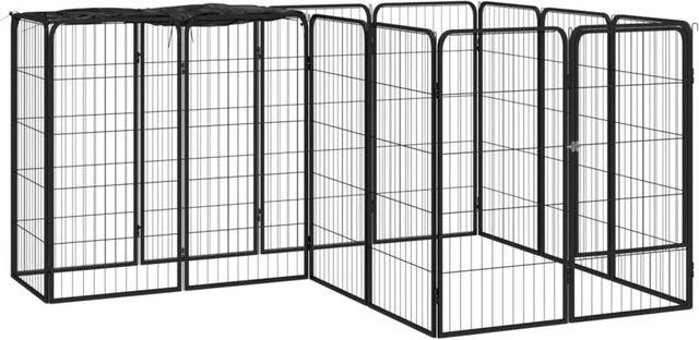 vidaXL Hundezwinger aus 14 Paneelen, Schwarz, Stahl pulverbeschichtet, B/H: 100 x 150 cm - Bild 1