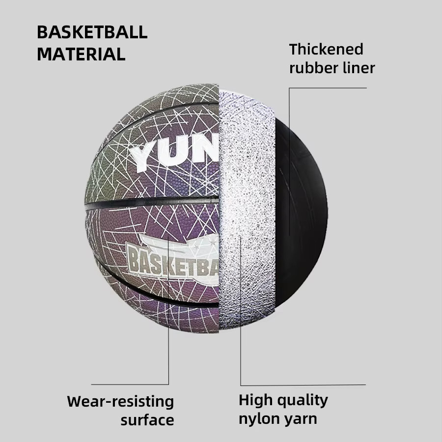YUNCU Basketball, reflektierend, leuchtend, holografisch, feuchtigkeitsabsorbierend, PU - Bild 3
