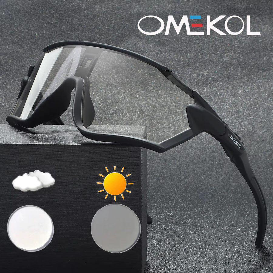OMEKOL Sportsonnenbrille, Vollrand, Black, Unisex, Photochrome - Bild 2