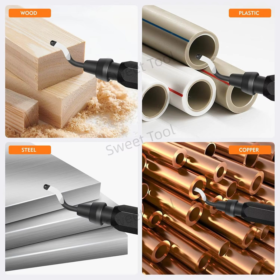 Entgratungswerkzeug-Set RB1000 mit schwarzem Metallgriff und Drehklingen für Metall, PVC, Kunststoff, Kupfer und Harz - Bild 5