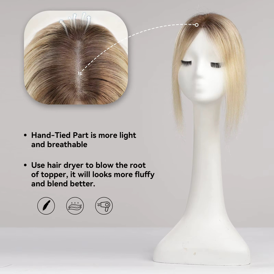 HAIRCUBE Echthaar-Topper, 100% Remy Naturhaar, Blond-Braun Ombré, Damen - Bild 2