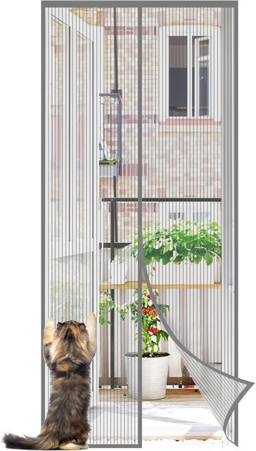 Sekey Insektenschutz-Tür Fliegengitter Türvorhang für Balkontüren, Grau, B/H: 90 x 210 cm, Katzensicher und ohne Bohren - Bild 1