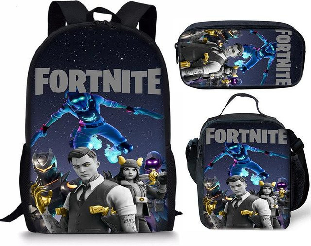 3-teiliges Fortnite Schulset mit Rucksack, Schultasche, Federmäppchen und Brotdose in Multicolor von Discover Intime - Bild 1