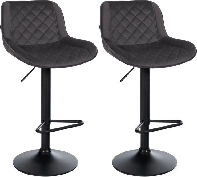 DELUKE 2er Set Barhocker KUHAR in Schwarz aus Samt, höhenverstellbare Barstühle mit Lehne und 360 Grad Drehsitz, B/T/H: 50 x 52 x 84 cm - Bild 1