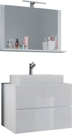 VCM Badmöbel Set Lendas 3-teilig in Weiss mit Waschplatz und Melamin-Beschichtung B/H/T: 80 x 52 x 52 cm - Bild 1