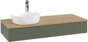 V&B Waschtischunterschrank Antao mit Frontstruktur und Beleuchtung in Eiche honig, B/T/H: 120 x 50 x 19 cm - Bild 1