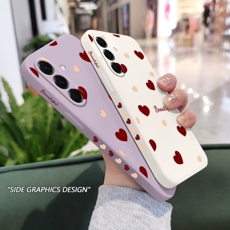 Rote Handyhülle mit Herz-Design für Samsung Galaxy A-Serie (A57, A56, A55, A54, A37, A36, A35, A34, A27, A26, A25, A24, A17, A16, A15, A14, A06, A05, A04) Cover - Bild 1